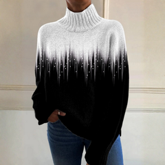 Pull élégant bicolore Lucy, détail du tissu – Valloro Paris