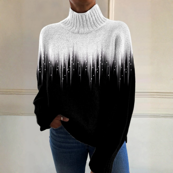 Pull élégant bicolore Lucy, détail du tissu – Valloro Paris