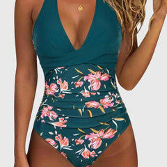 Maillot de bain élégant pour femme à col en V Florencia, vue de face – Valloro Paris