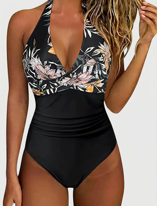 Maillot de bain élégant pour femme à col en V Florencia, détail du tissu – Valloro Paris