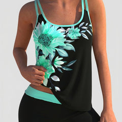 Maillot de bain fleuri avec short et effet ventre plat Flor, vue de dos – Valloro Paris