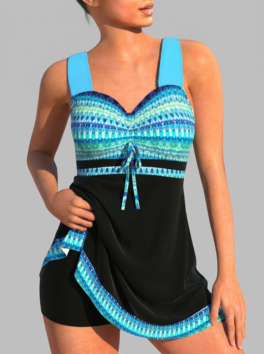 Maillot de bain deux pièces coloré Nuria, vue de face – Valloro Paris