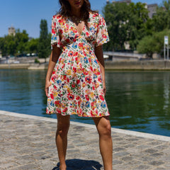 Robe féminine aux lignes délicates Sirine, vue de profil – Valloro Paris