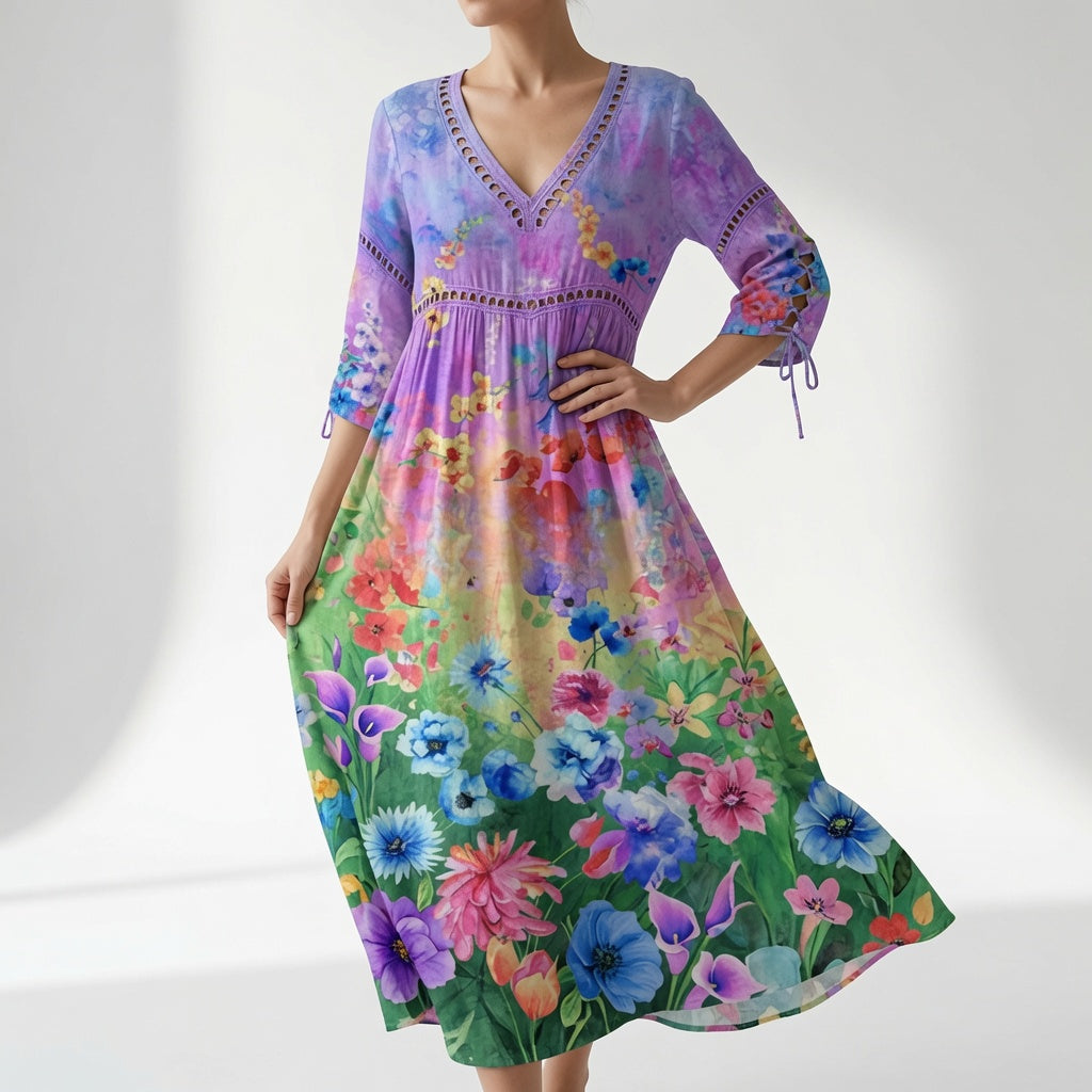 Maricella™ — Robe florale fluide élégance romantique