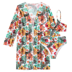 Bikini tropical avec détail noué et kimono assorti Lani, gros plan sur la coupe – Valloro Paris