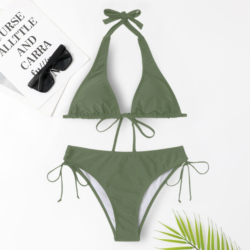 Ensemble bikini classique à nouer Rachel, présentation du coloris – Valloro Paris