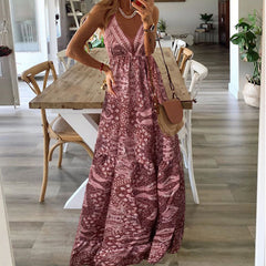 Robe sans manches boho Gweneth, portée en situation – Valloro Paris