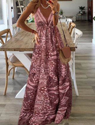 Robe sans manches boho Gweneth, portée en situation – Valloro Paris