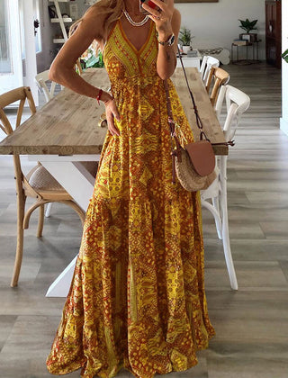 Robe sans manches boho Gweneth, vue de dos – Valloro Paris