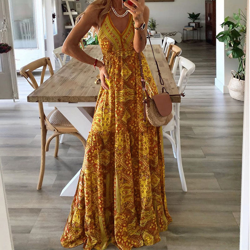 Robe sans manches boho Gweneth, vue de dos – Valloro Paris
