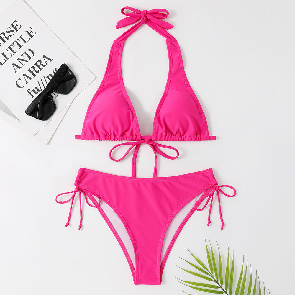 Ensemble bikini classique à nouer Rachel, détail des finitions – Valloro Paris