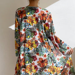 Bikini tropical avec détail noué et kimono assorti Lani, détail du tissu – Valloro Paris