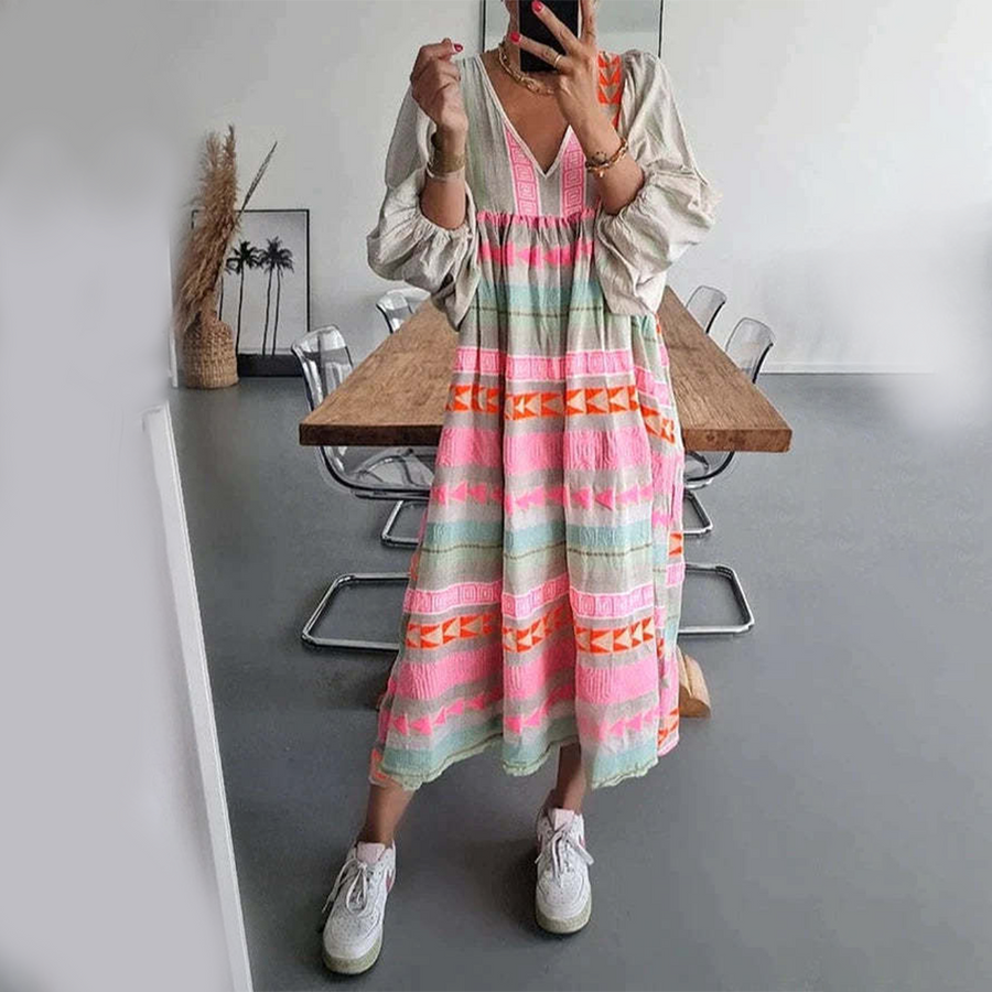 Robe boho confortable Jessenia, vue de dos – Valloro Paris
