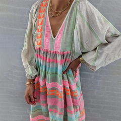 Robe boho confortable Jessenia, détail du tissu – Valloro Paris