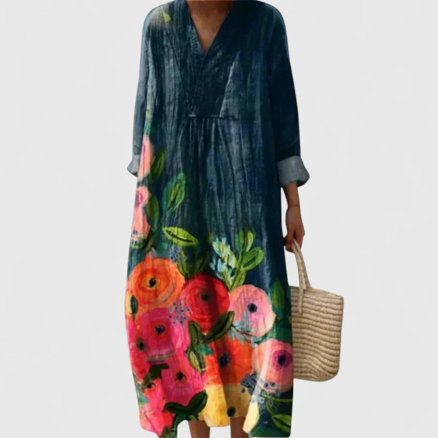 Robe maxi élégante Taylynnne, vue de face – Valloro Paris