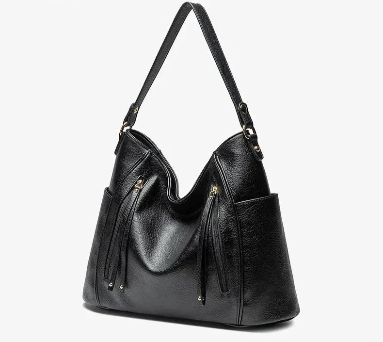 Sac cabas matelassé élégant Amelia, détail des anses – Valloro Paris