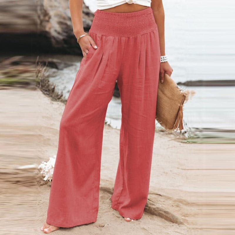 Pantalon large aérien Luna, gros plan sur la coupe – Valloro Paris