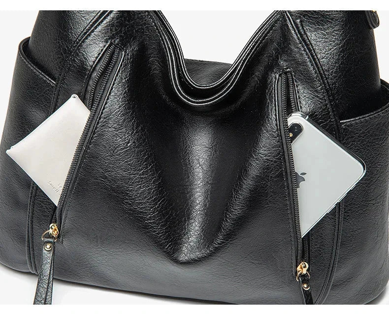 Sac cabas matelassé élégant Amelia, gros plan sur la fermeture – Valloro Paris