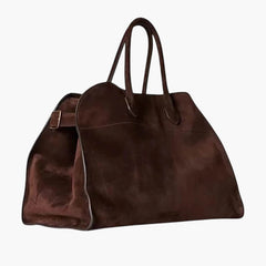 Sac cabas oversize effet suède Soera, détail de la matière – Valloro Paris
