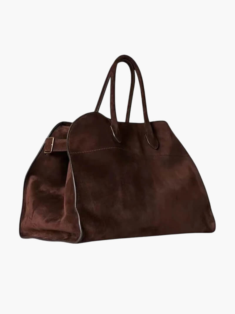 Sac cabas oversize effet suède Soera, détail de la matière – Valloro Paris