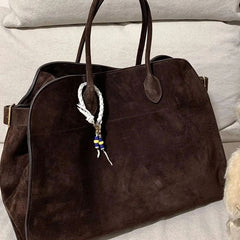 Sac cabas oversize effet suède Soera, vue de dos – Valloro Paris