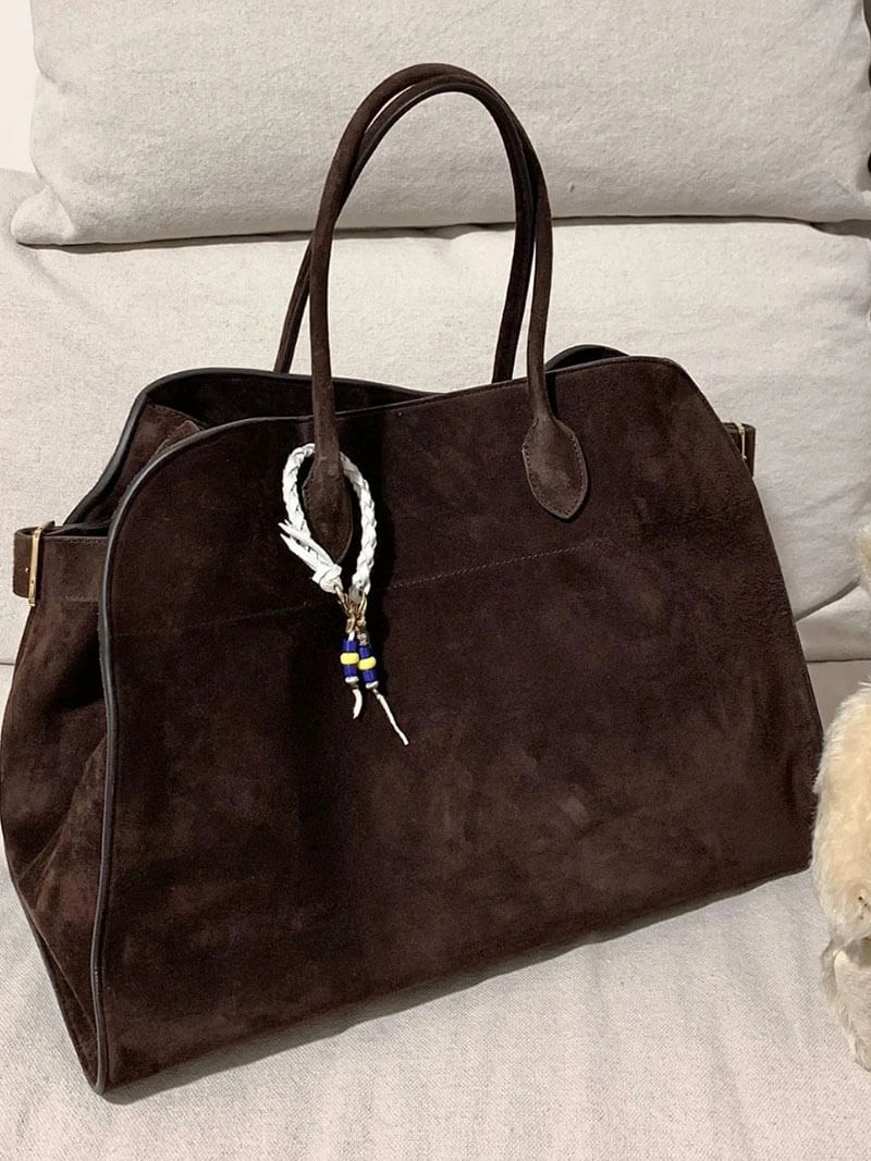Sac cabas oversize effet suède Soera, vue de dos – Valloro Paris