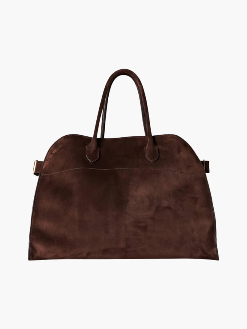 Sac cabas oversize effet suède Soera, vue de face – Valloro Paris