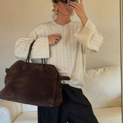 Sac cabas oversize effet suède Soera, porté à l’épaule – Valloro Paris