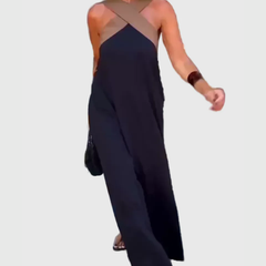Robe maxi fluide et élégante Elena, détail du tissu – Valloro Paris