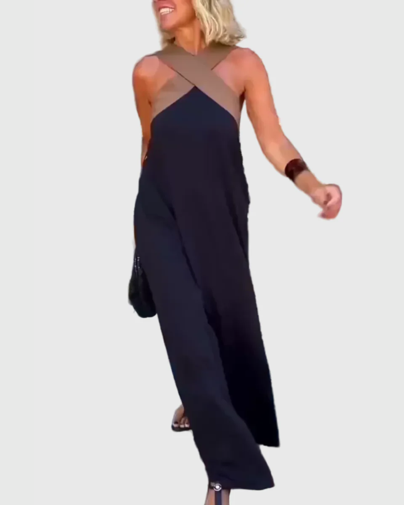 Robe maxi fluide et élégante Elena, détail du tissu – Valloro Paris