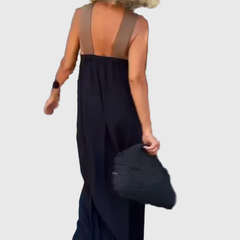 Robe maxi fluide et élégante Elena, vue de dos – Valloro Paris