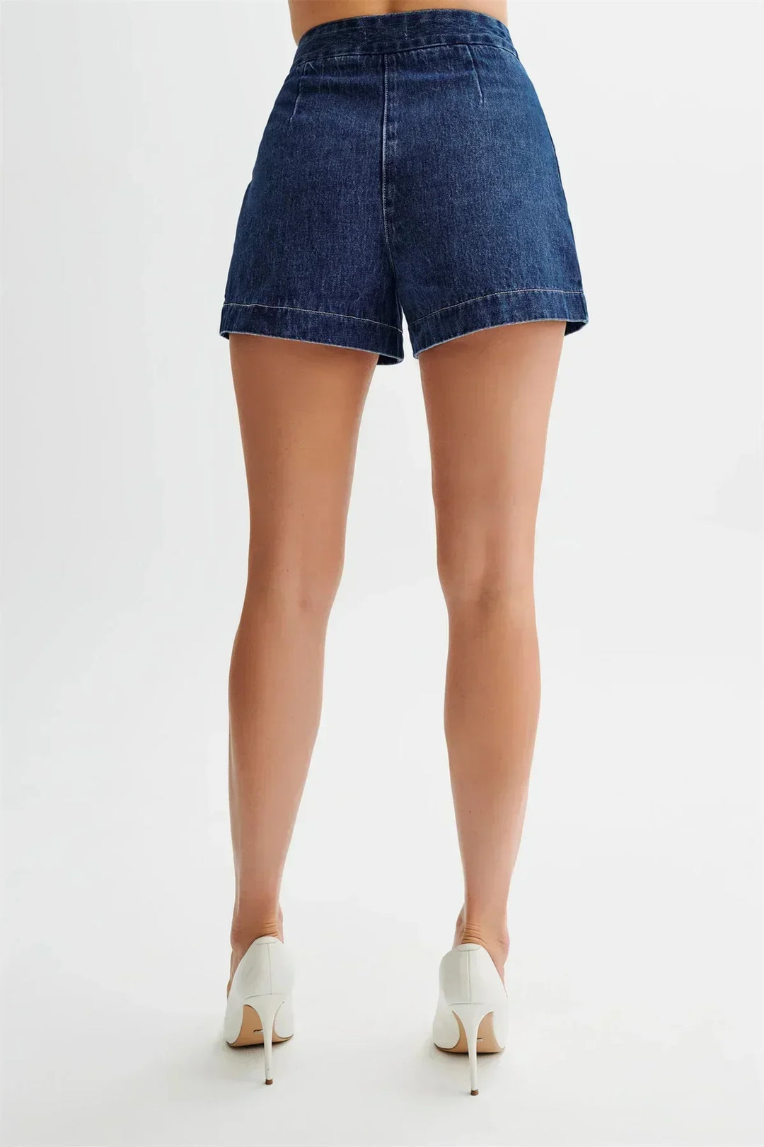 Ensemble denim deux pièces structuré Luna, vue complète du modèle – Valloro Paris