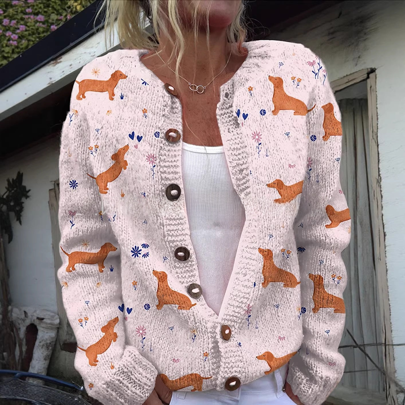 Moxley® | Cardigan en maille à motif de teckels