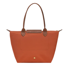 Cabas pliable en nylon à détails cuir Grand Sac Brique, porté à l’épaule – Valloro Paris