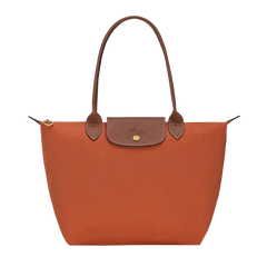 Cabas pliable en nylon à détails cuir Grand Sac Brique, vue de dos – Valloro Paris