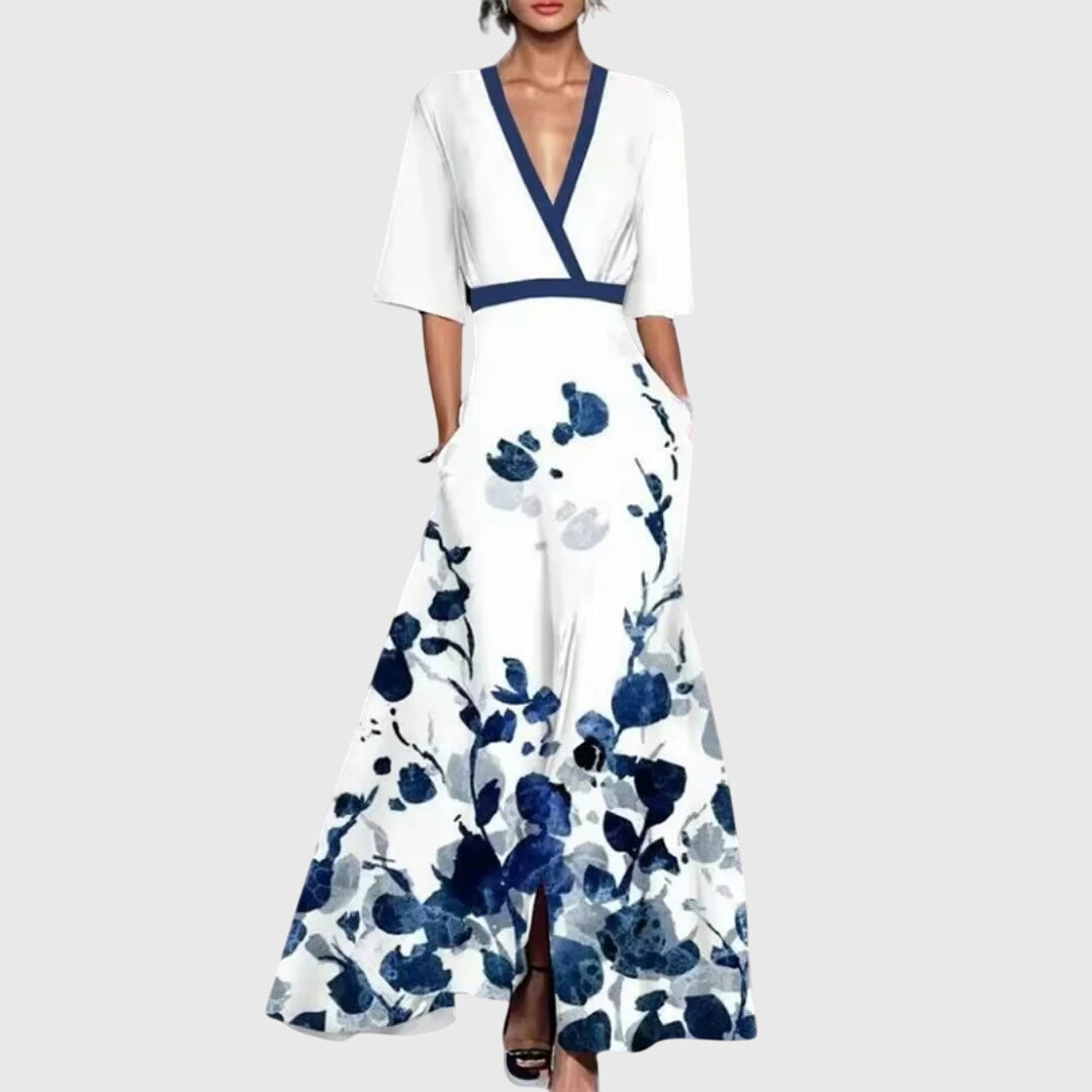 Robe élégante de printemps Candice, vue de face – Valloro Paris