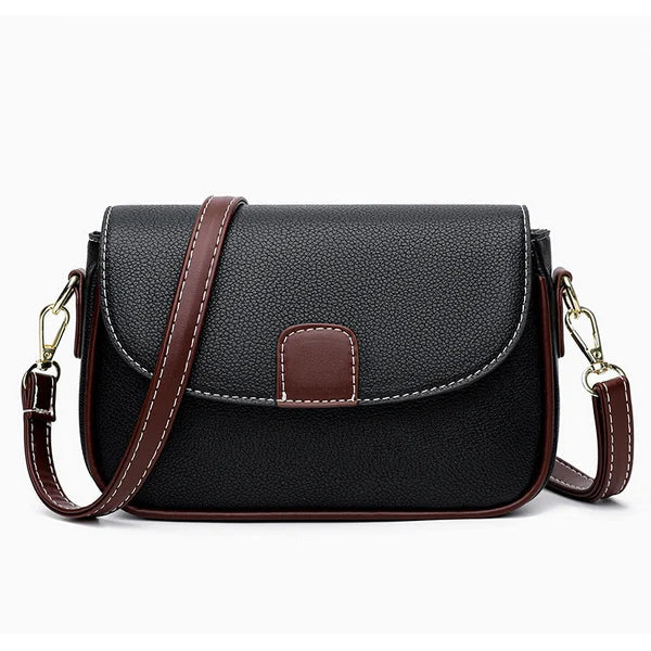 Sac bandoulière en cuir végan intemporel Noa, vue de face – Valloro Paris