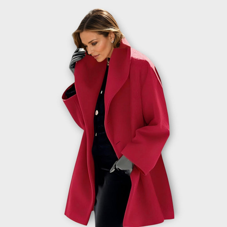 Manteau d'hiver oversize à large col Maria, vue de dos – Valloro Paris