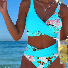 Bikini élégant à imprimé floral Léa, présentation du coloris – Valloro Paris