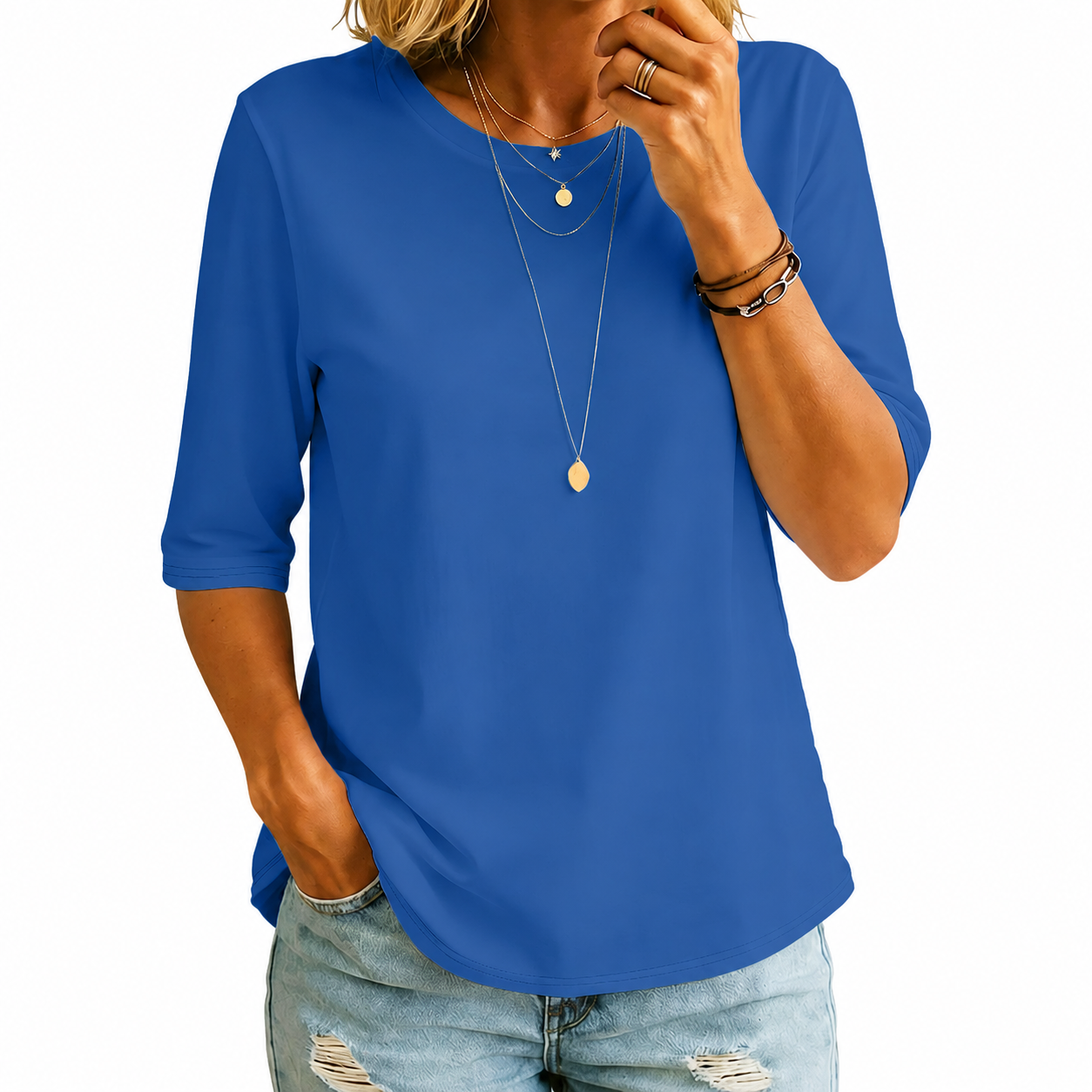 Nora | T-shirt confortable à manches trois-quarts