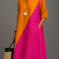Robe midi confortable Sabrina, vue de face – Valloro Paris