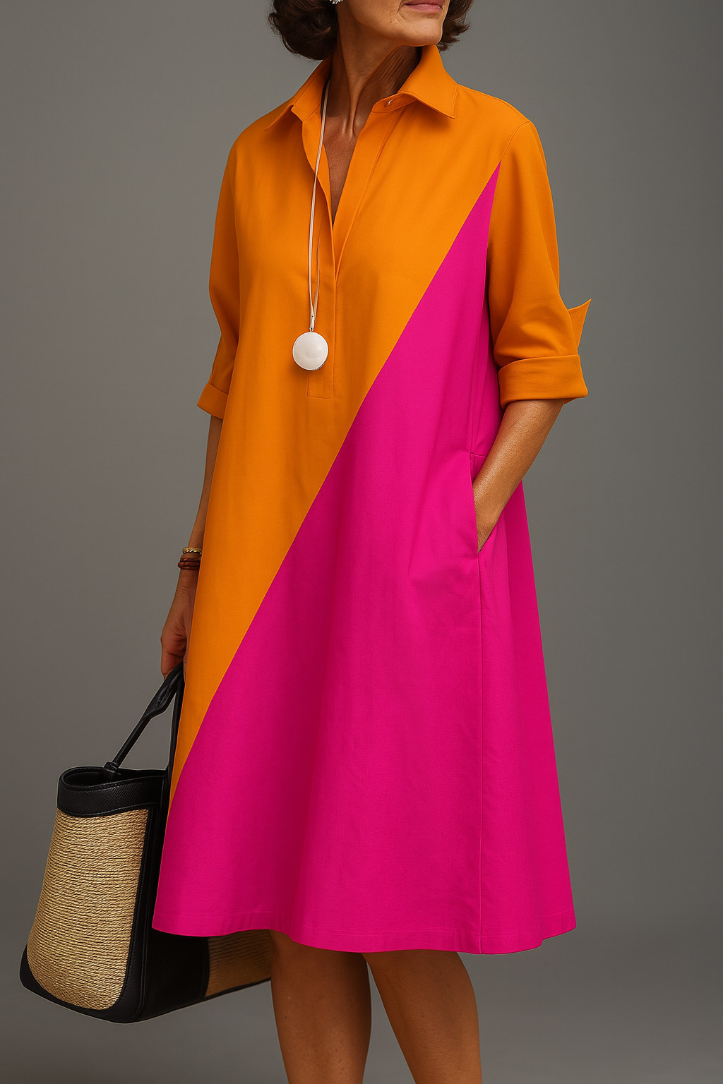 Robe midi confortable Sabrina, vue de face – Valloro Paris