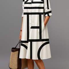 Robe midi chic Annette, vue de face – Valloro Paris