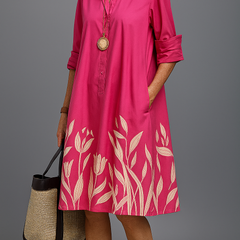 Robe midi confortable Anne Marie, vue de face – Valloro Paris