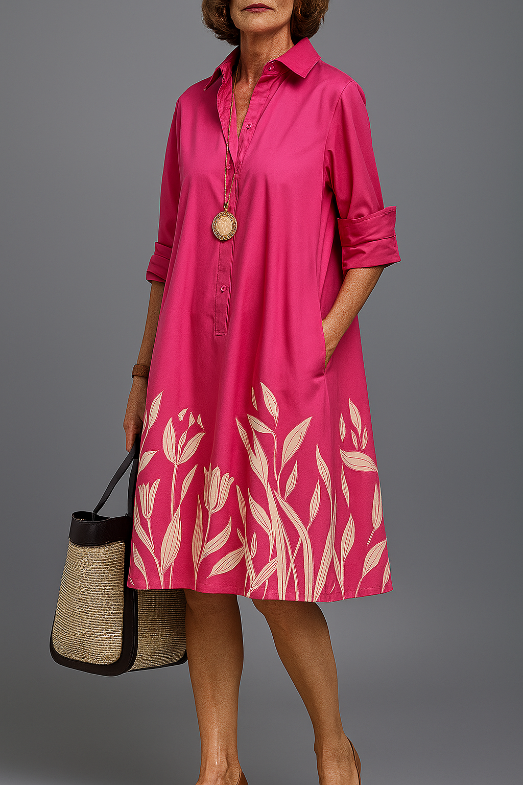 Robe midi confortable Anne Marie, vue de face – Valloro Paris