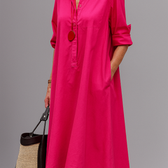 Robe midi sophistiquée Wilma, vue de face – Valloro Paris