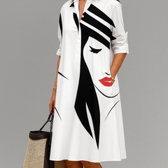 Robe midi confortable Yvette, vue de face – Valloro Paris