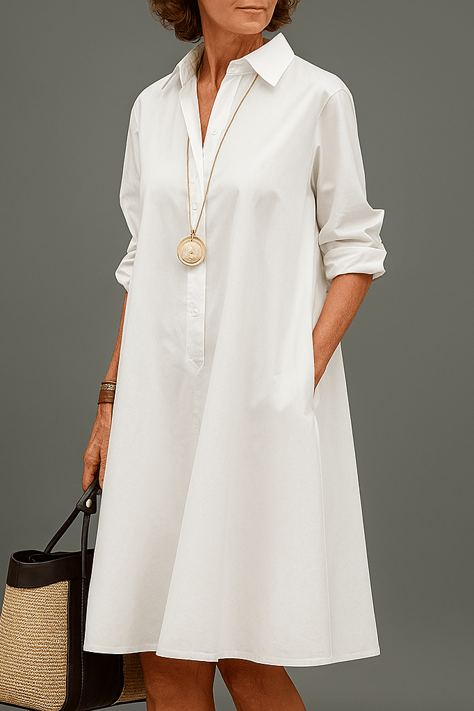 Robe midi élégante Sarah, vue de face – Valloro Paris