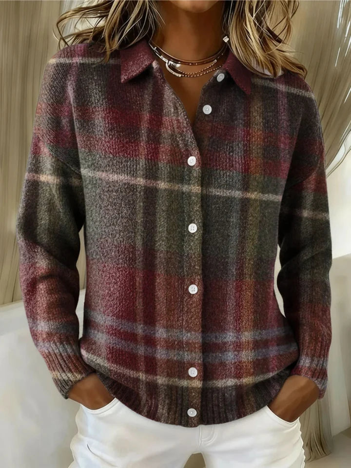 ANNA | CARDIGAN TRICOTÉ À CARREAUX