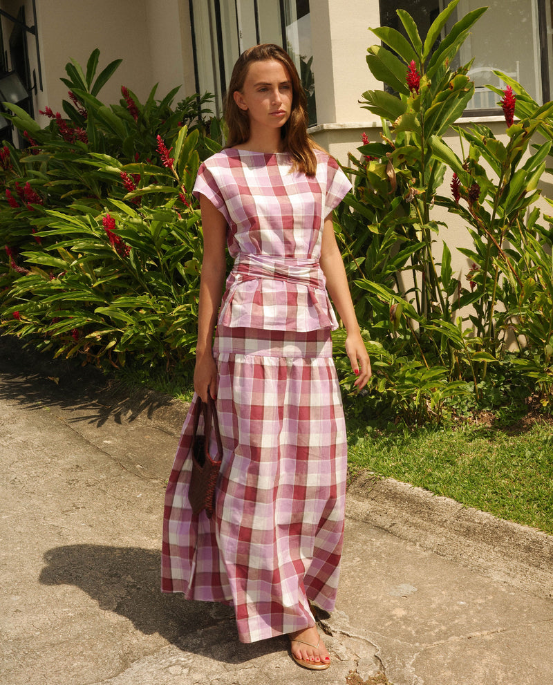Robe d’été à imprimé vibrant Rio, vue de face – Valloro Paris